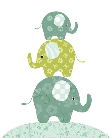 Stacking elephant nursery art for boys